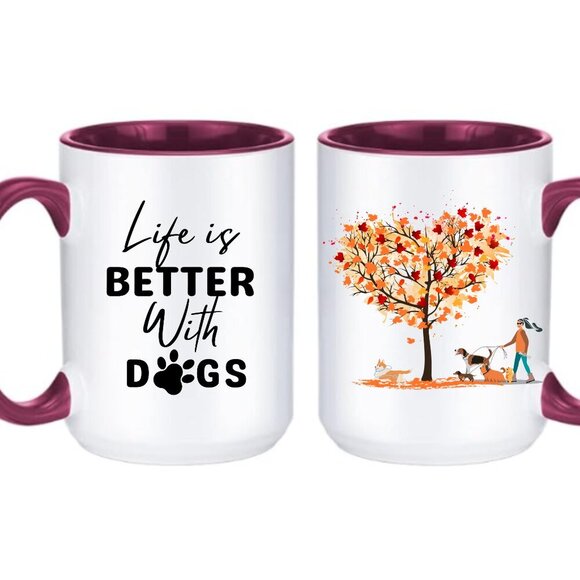 Fall 15oz Dog Lover Mug - Life is Better with Dogs - Perfect Gift for Dog Moms - Picture 4 of 4
